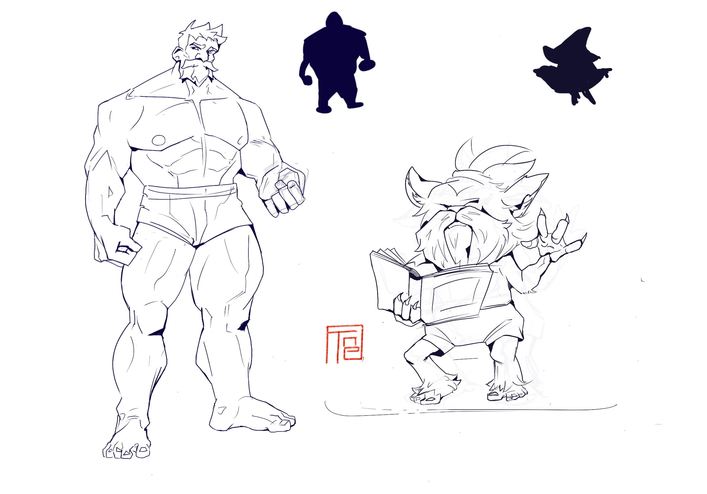 Character sketches in ink