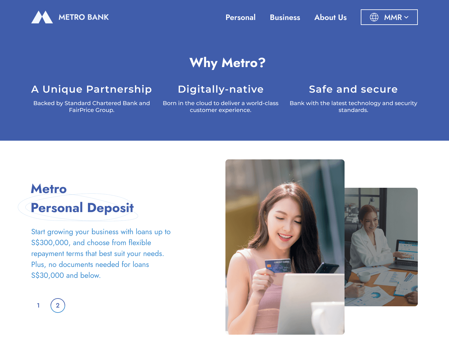 Metro Myanmar Bank scroll section detail